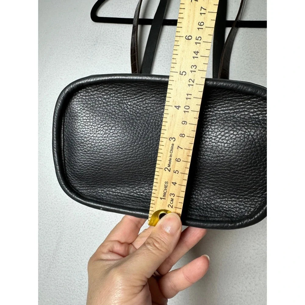 Brighton A120796 Black Brown Croc Embossed Leather Shoulder Bag Purse